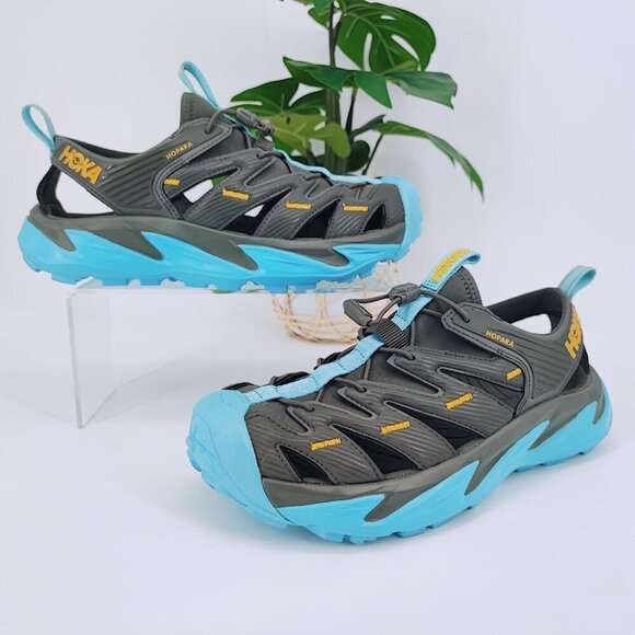 Hola One One Shoes - Hoka One One Woman’s Hopara Gray & Blue Strap Sandals Size 8.5